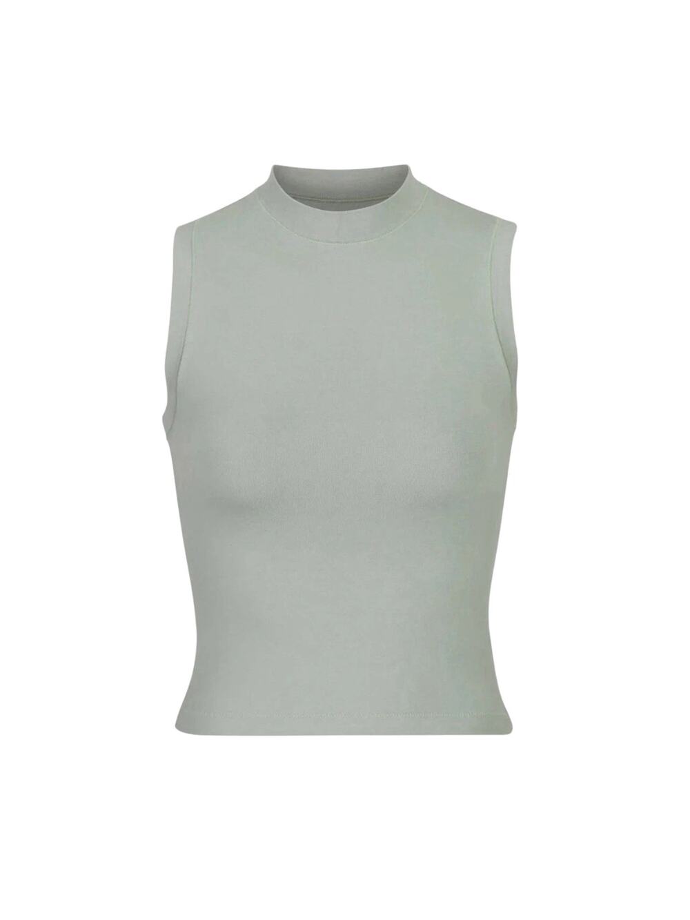 SKIMS Cotton Jersey Mock Neck Tank XS Mineral Green Stretch Top Lounge Crop